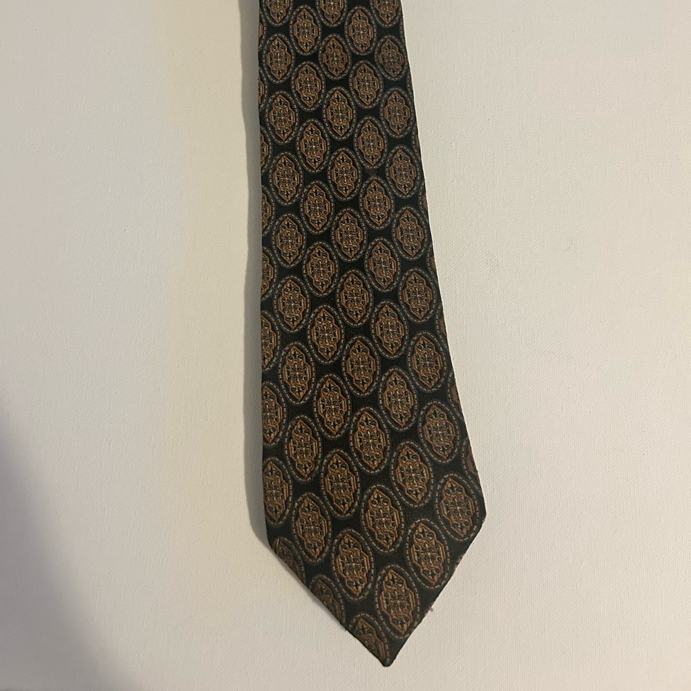 Piattelli Black and Gold Patterned Tie Standard‎ Size